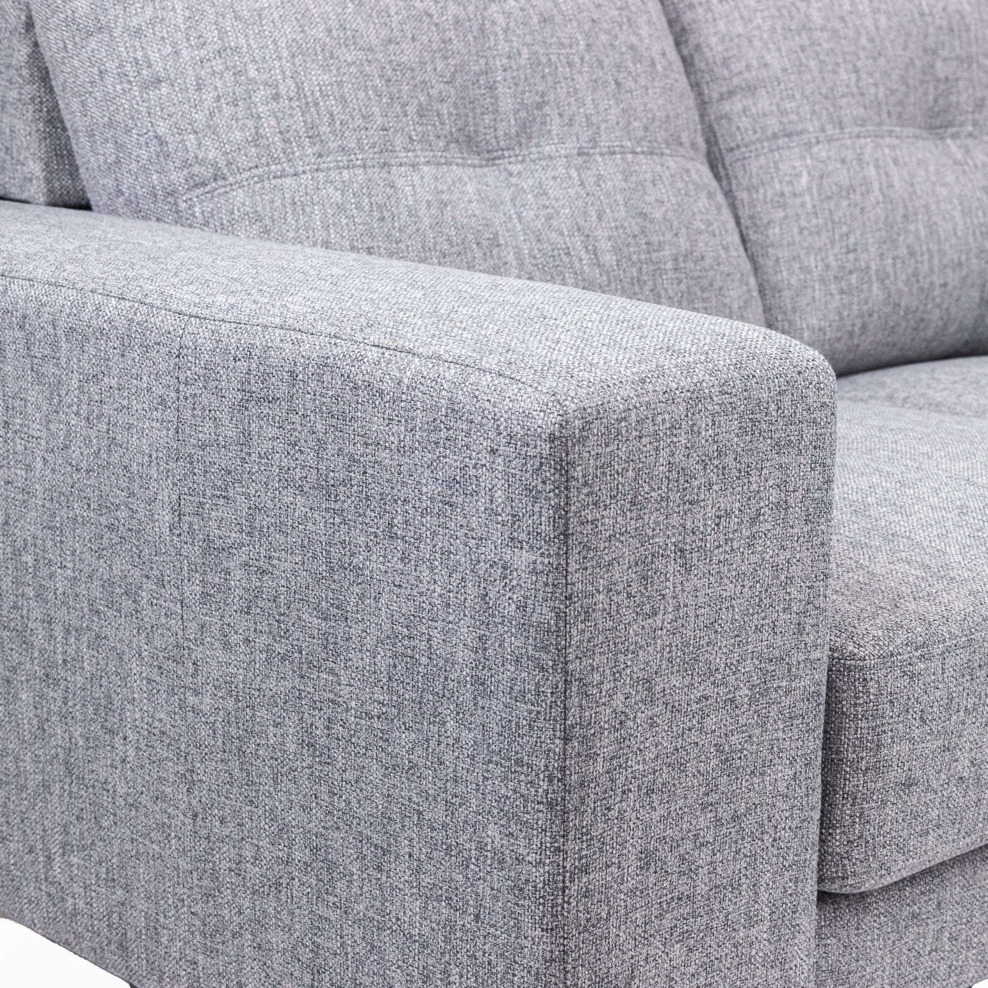 Juliet 2 Seater Sofa Soft Fabric Uplholstered Lounge Couch with RHF Chaise Grey - Cosy Abode