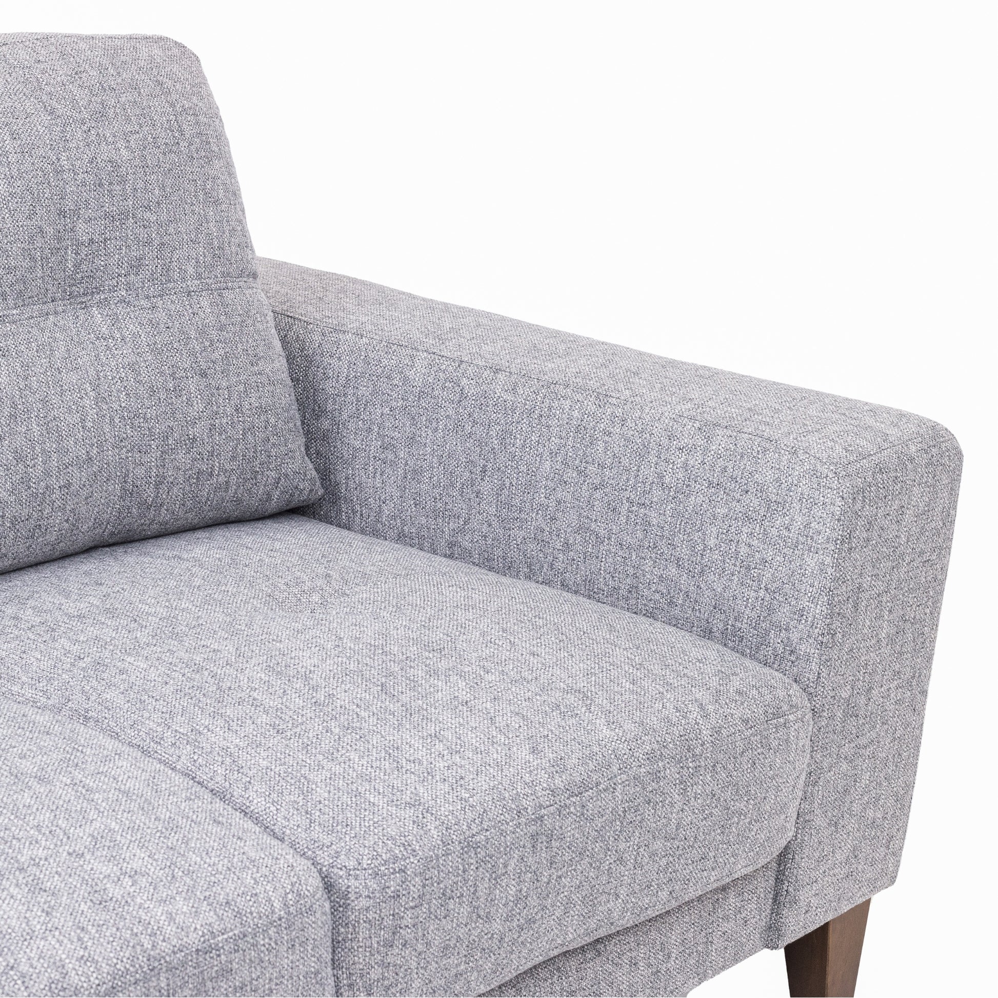 Juliet 2 Seater Sofa Soft Fabric Uplholstered Lounge Couch with RHF Chaise Grey - Cosy Abode