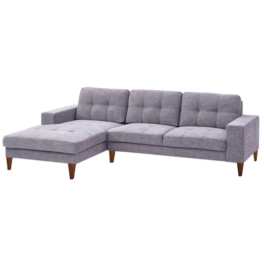 Juliet 2 Seater Sofa Soft Fabric Uplholstered Lounge Couch with LHF Chaise Grey - Cosy Abode