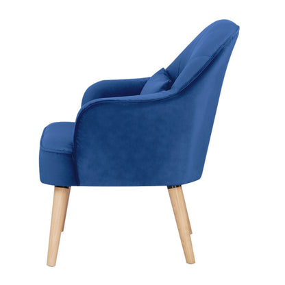 Keira Accent Sofa Arm Chair Fabric Uplholstered Lounge Couch - Dark Blue - Cosy Abode