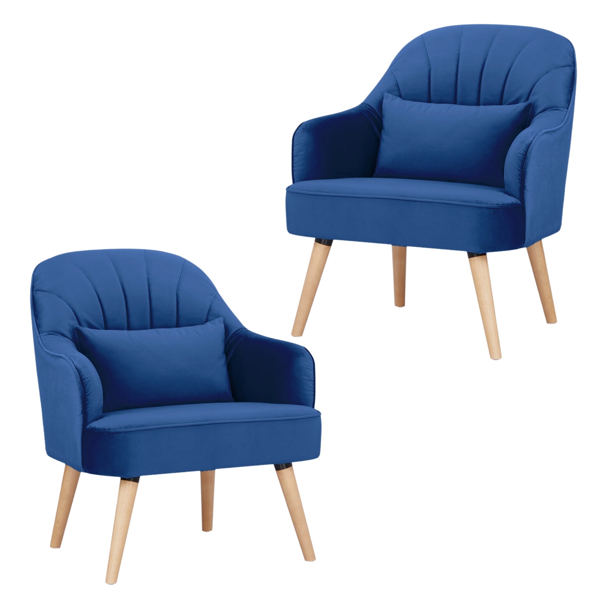 Keira Set of 2 Accent Sofa Arm Chair Fabric Uplholstered Lounge - Dark Blue - Cosy Abode
