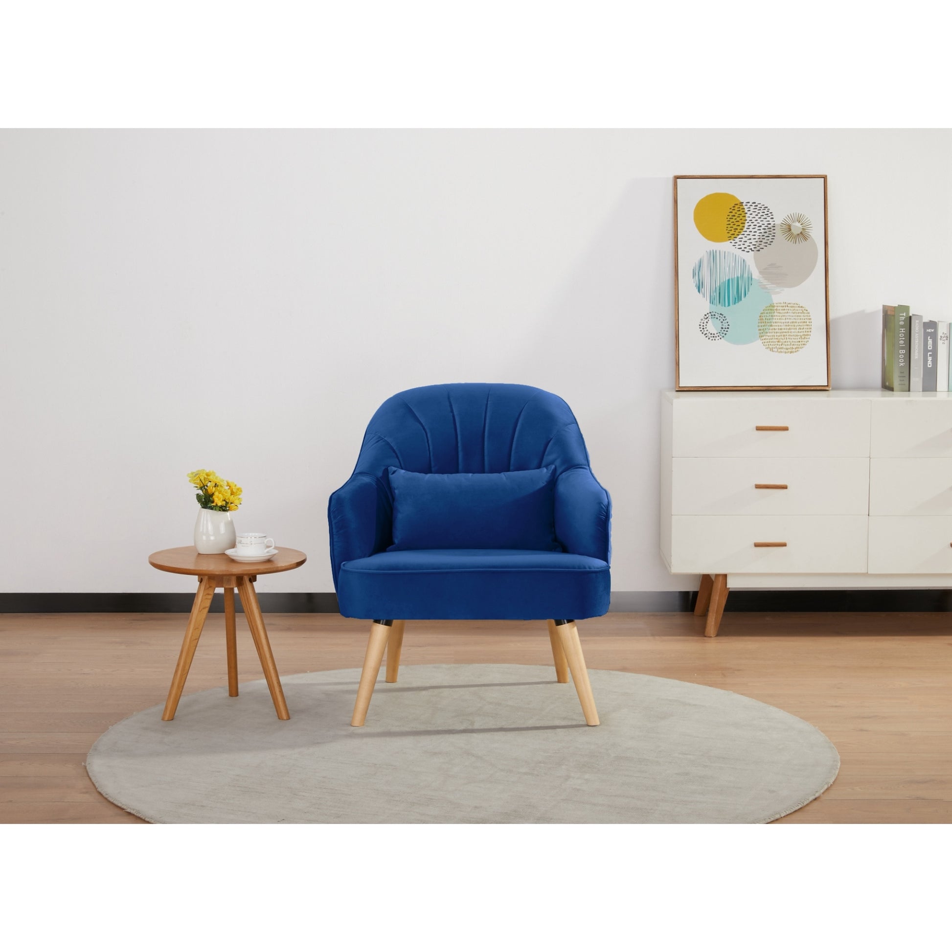 Keira Set of 2 Accent Sofa Arm Chair Fabric Uplholstered Lounge - Dark Blue - Cosy Abode