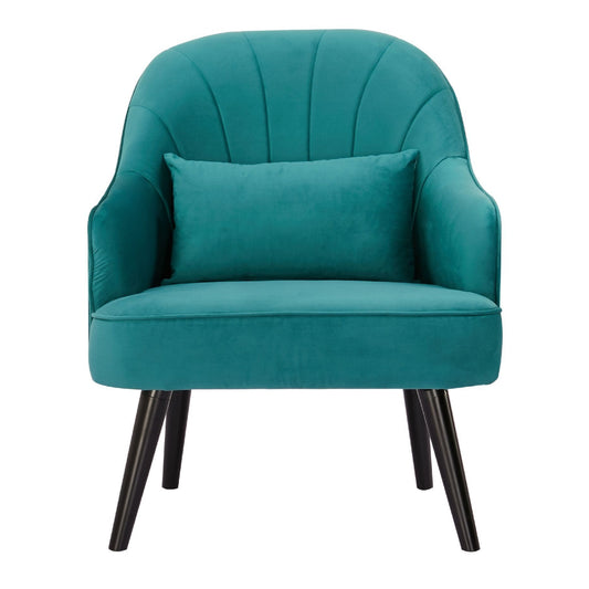 Keira Accent Sofa Arm Chair Fabric Uplholstered Lounge Couch - Mid Blue - Cosy Abode