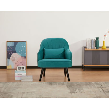 Keira Accent Sofa Arm Chair Fabric Uplholstered Lounge Couch - Mid Blue - Cosy Abode
