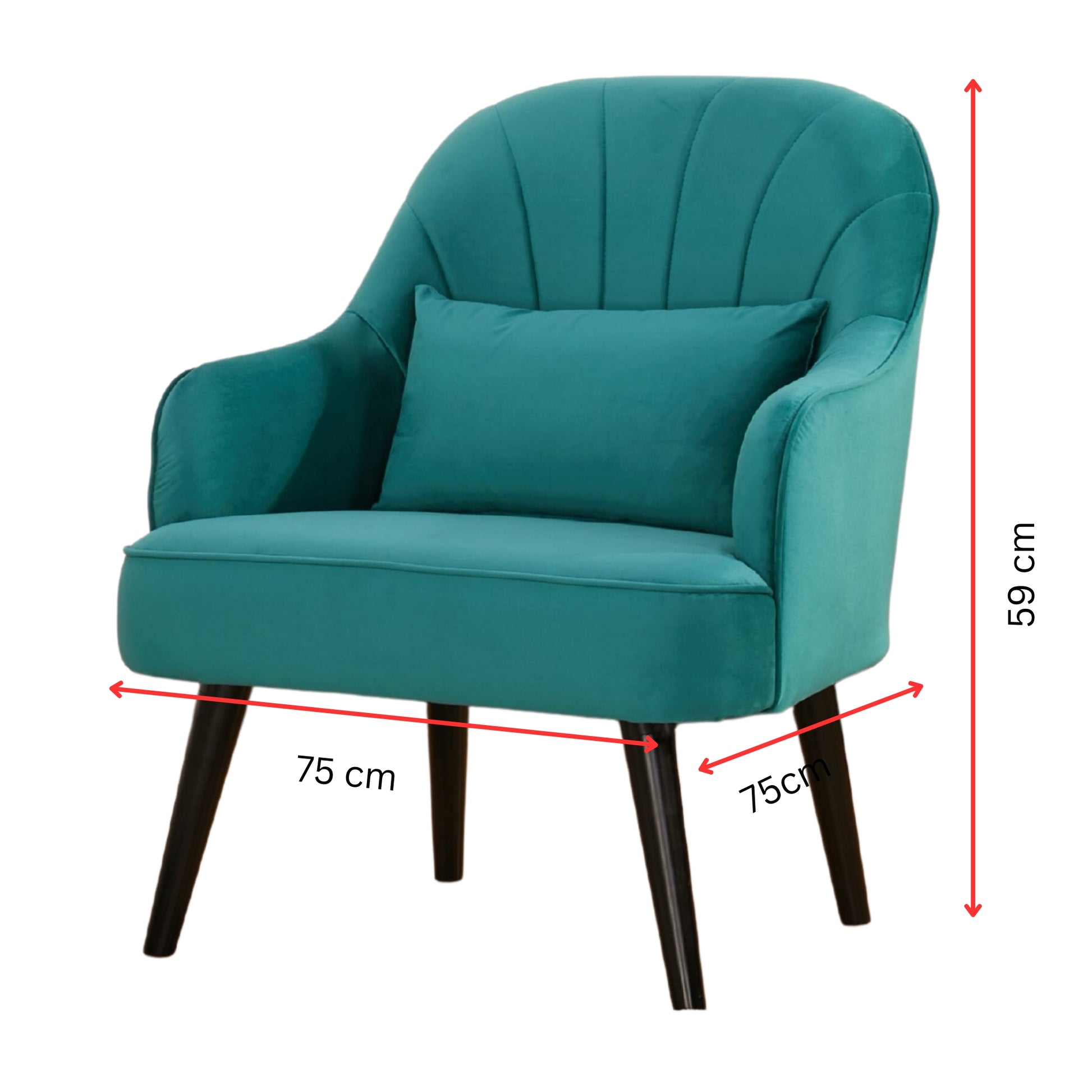 Keira Accent Sofa Arm Chair Fabric Uplholstered Lounge Couch - Mid Blue - Cosy Abode