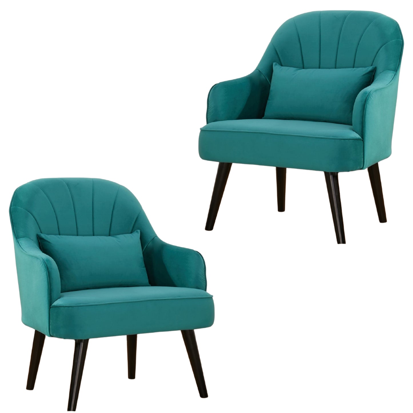 Keira Set of 2 Accent Sofa Arm Chair Fabric Uplholstered Lounge - Mid Blue - Cosy Abode