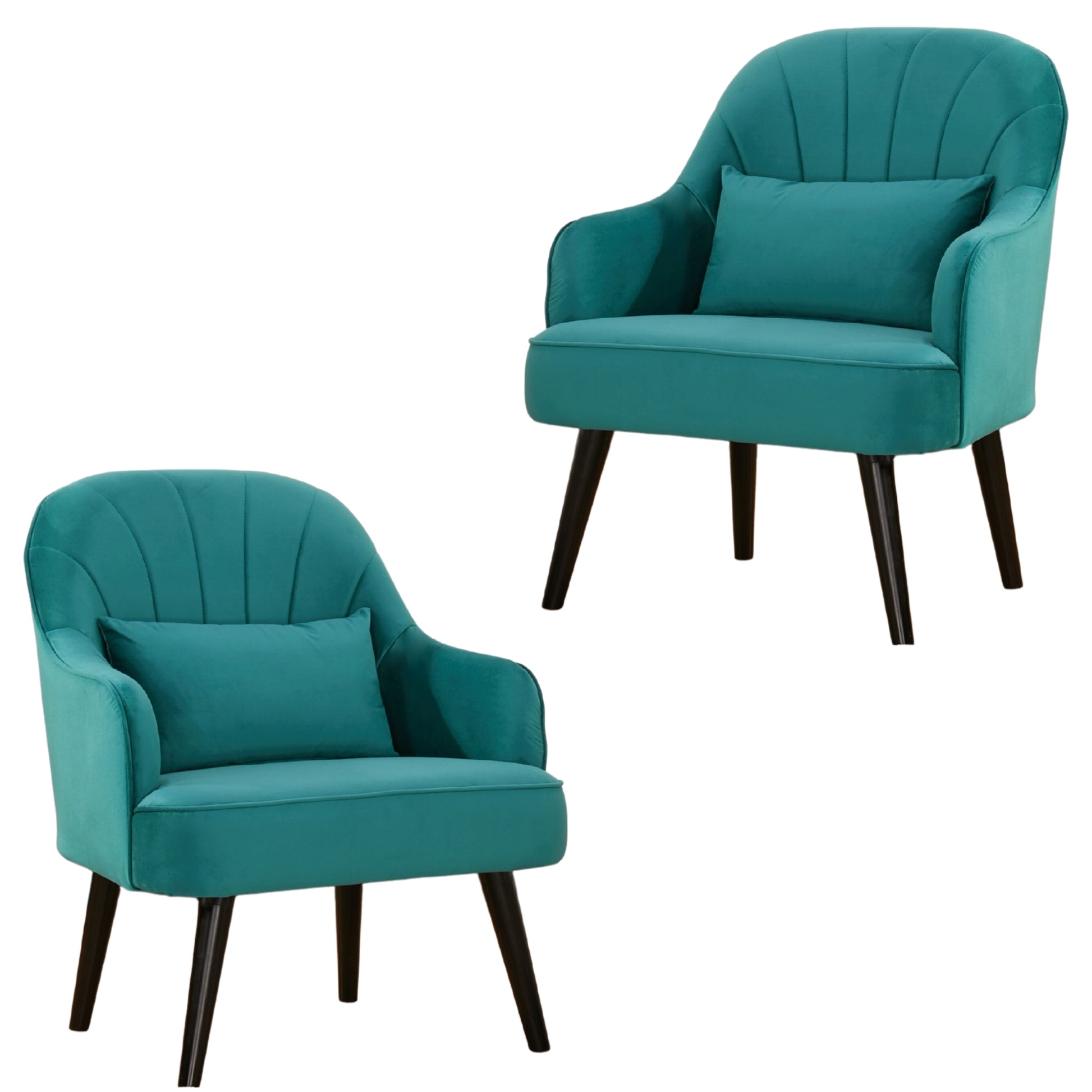 Keira Set of 2 Accent Sofa Arm Chair Fabric Uplholstered Lounge - Mid Blue - Cosy Abode