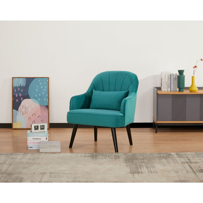 Keira Set of 2 Accent Sofa Arm Chair Fabric Uplholstered Lounge - Mid Blue - Cosy Abode