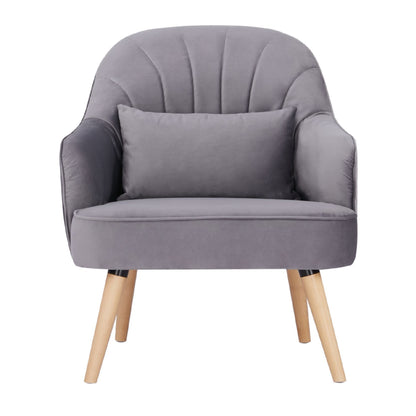 Keira Accent Sofa Arm Chair Fabric Uplholstered Lounge Couch - Mid Grey - Cosy Abode
