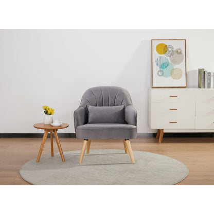 Keira Accent Sofa Arm Chair Fabric Uplholstered Lounge Couch - Mid Grey - Cosy Abode
