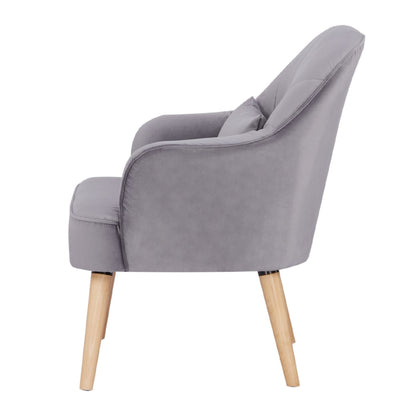Keira Accent Sofa Arm Chair Fabric Uplholstered Lounge Couch - Mid Grey - Cosy Abode