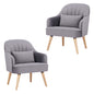 Keira Set of 2 Accent Sofa Arm Chair Fabric Uplholstered Lounge - Mid Grey - Cosy Abode