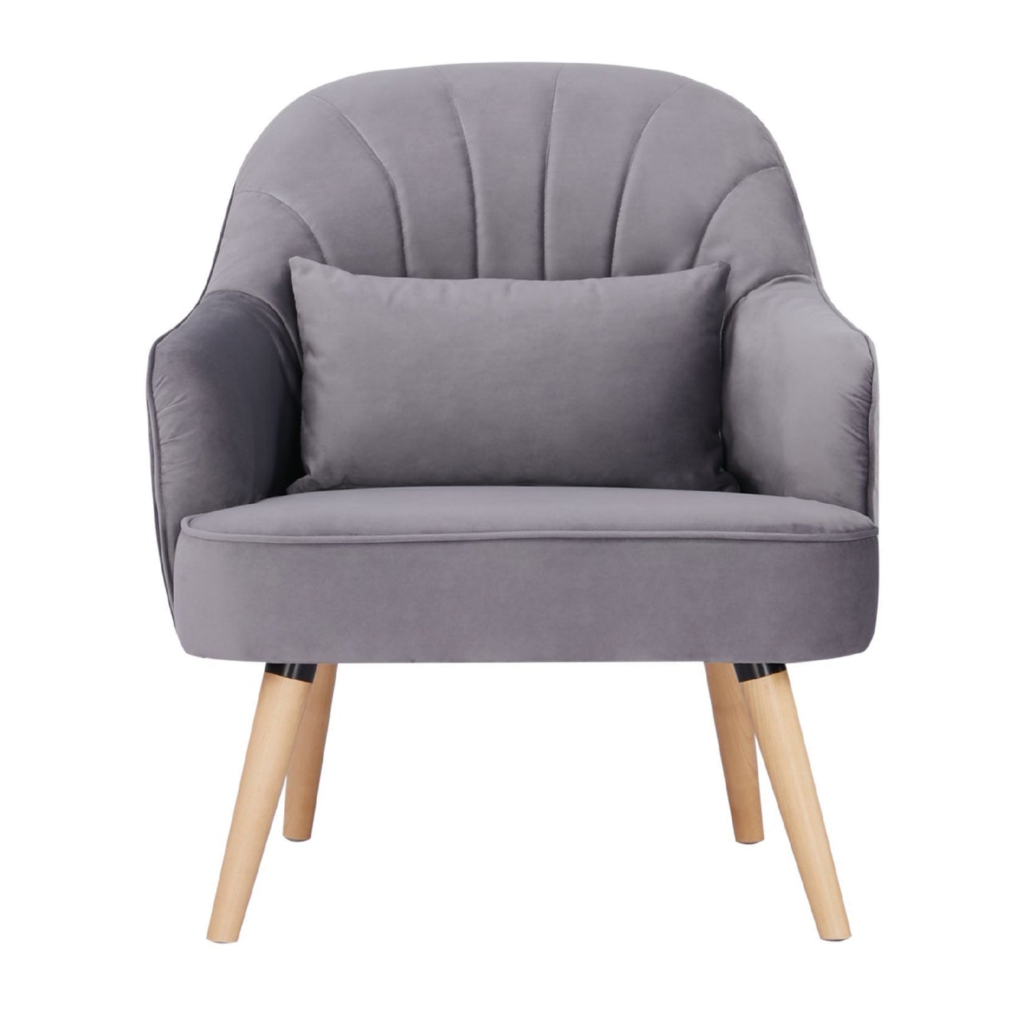 Keira Set of 2 Accent Sofa Arm Chair Fabric Uplholstered Lounge - Mid Grey - Cosy Abode