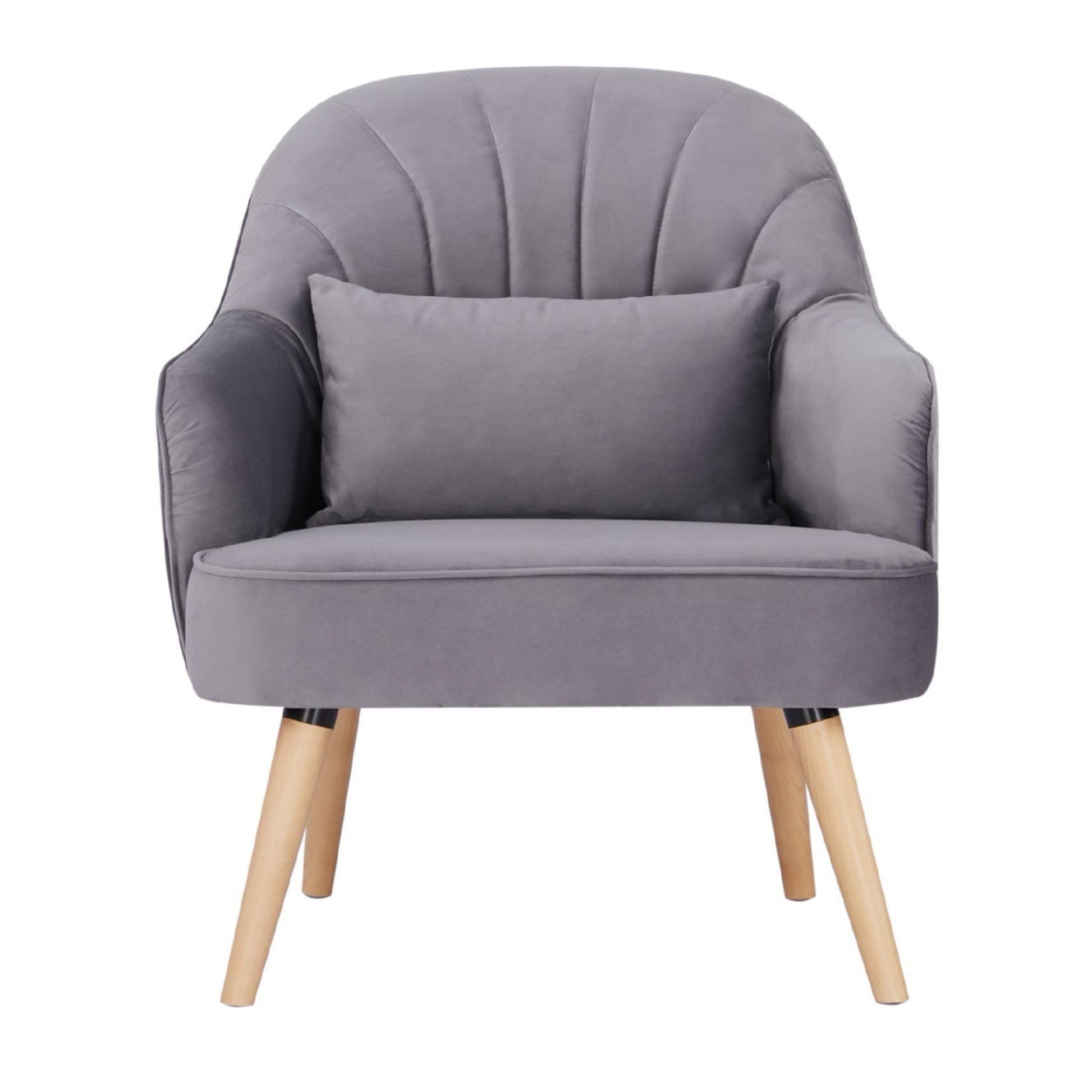 Keira Set of 2 Accent Sofa Arm Chair Fabric Uplholstered Lounge - Mid Grey - Cosy Abode