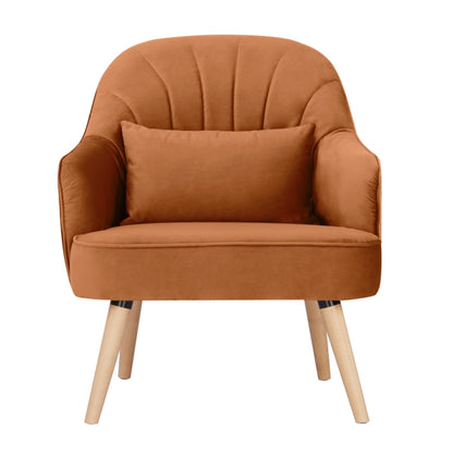 Keira Accent Sofa Arm Chair Fabric Uplholstered Lounge Couch - Orange - Cosy Abode