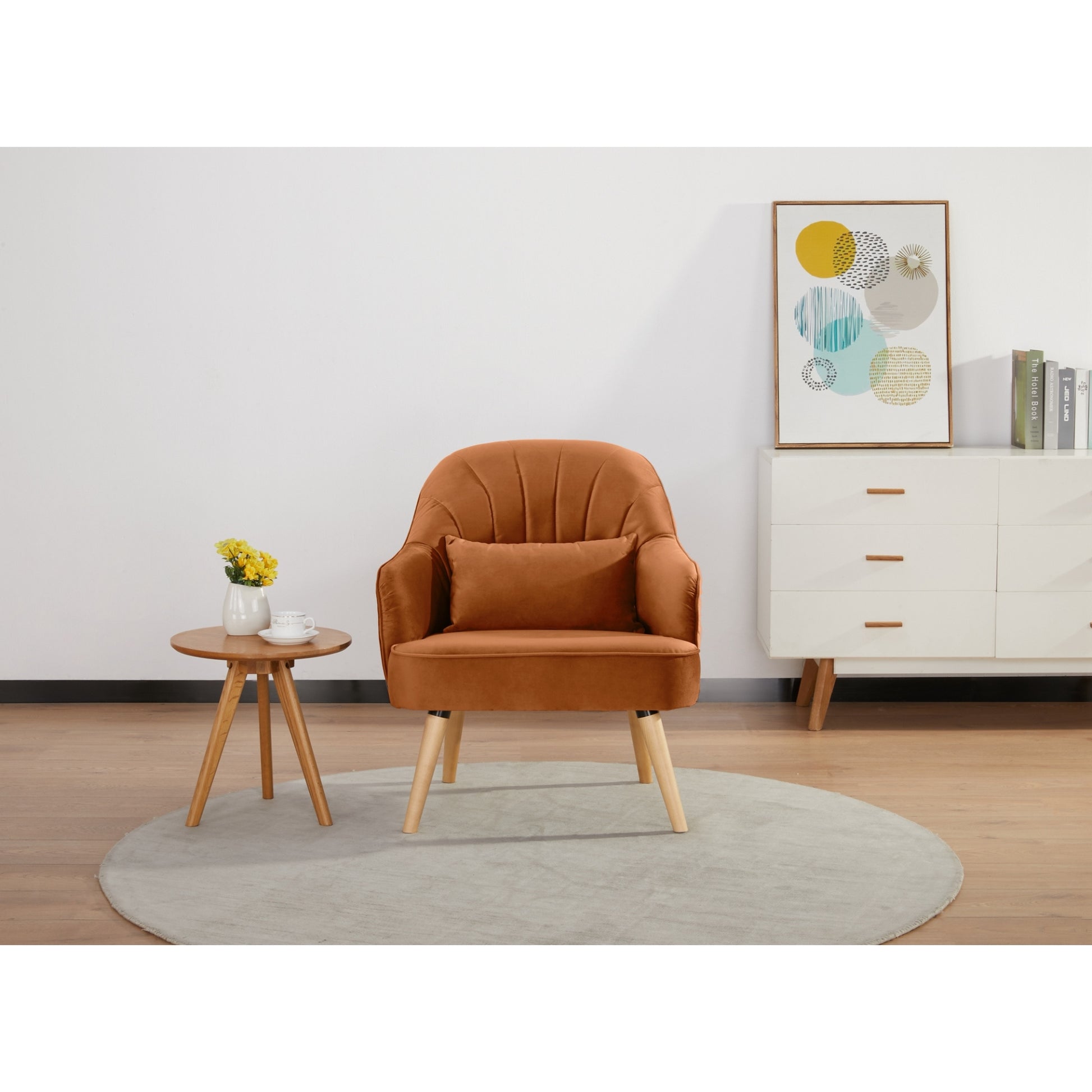 Keira Accent Sofa Arm Chair Fabric Uplholstered Lounge Couch - Orange - Cosy Abode