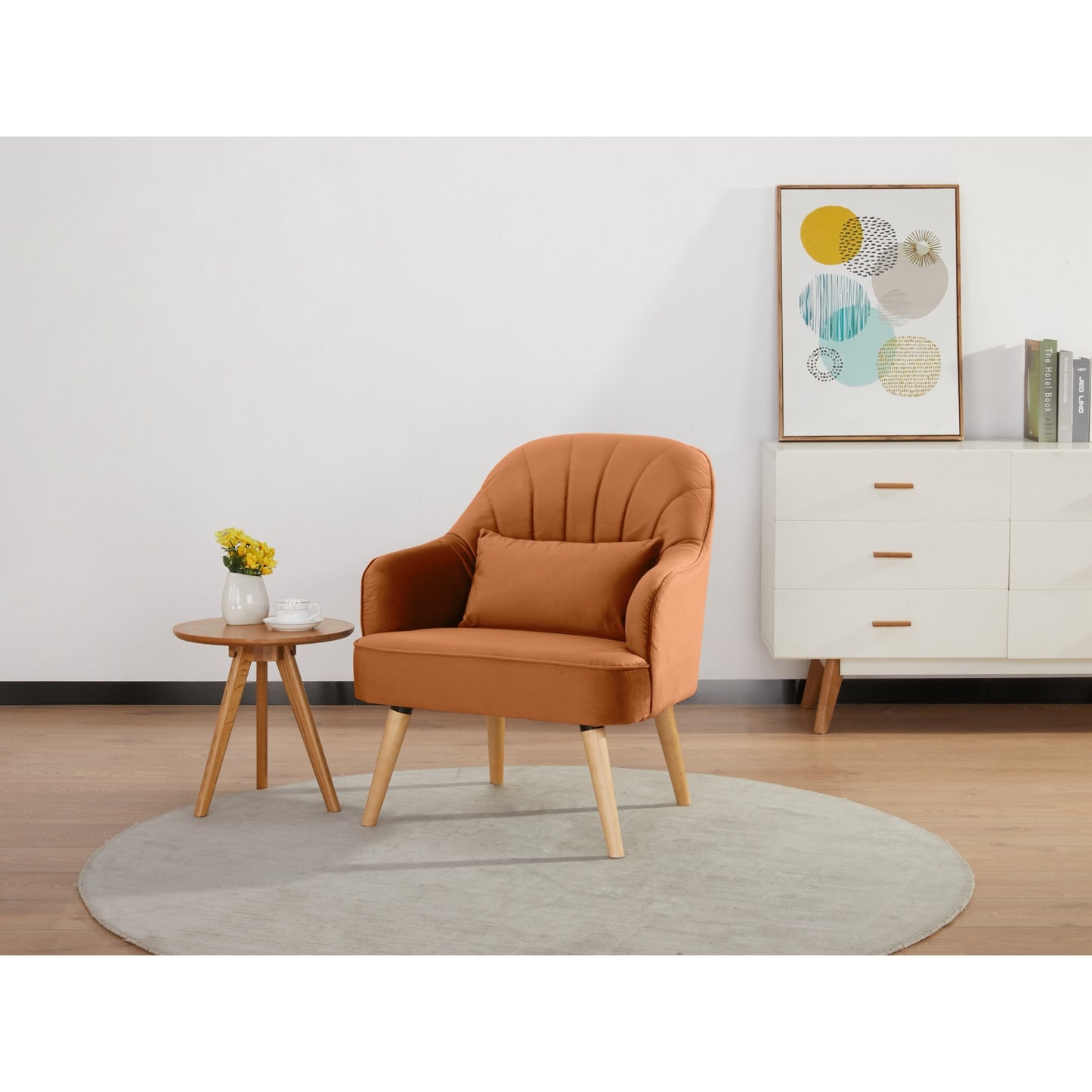 Keira Accent Sofa Arm Chair Fabric Uplholstered Lounge Couch - Orange - Cosy Abode