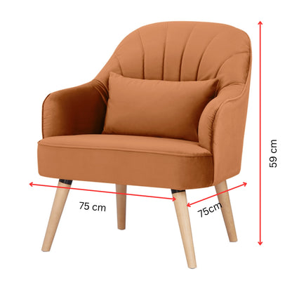 Keira Accent Sofa Arm Chair Fabric Uplholstered Lounge Couch - Orange - Cosy Abode