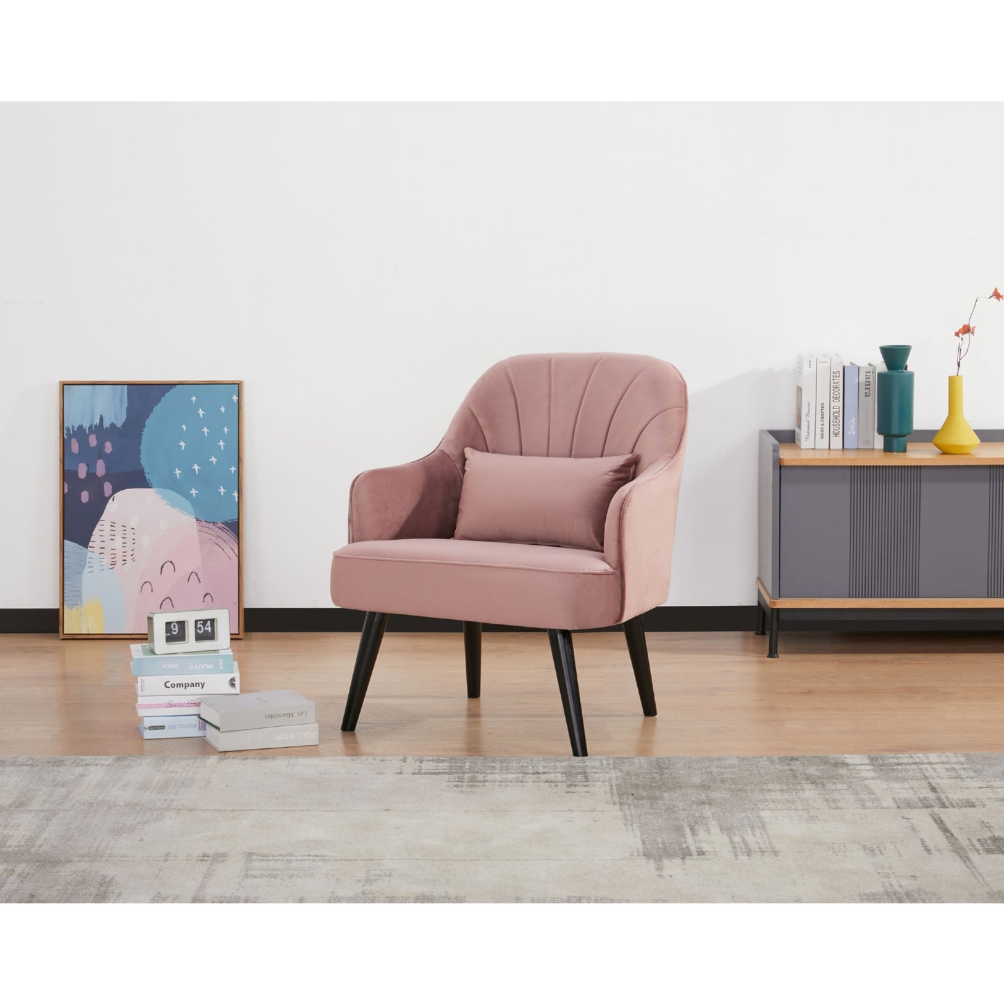 Keira Accent Sofa Arm Chair Fabric Uplholstered Lounge Couch - Pink - Cosy Abode
