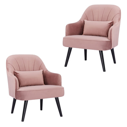 Keira Set of 2 Accent Sofa Arm Chair Fabric Uplholstered Lounge - Pink - Cosy Abode