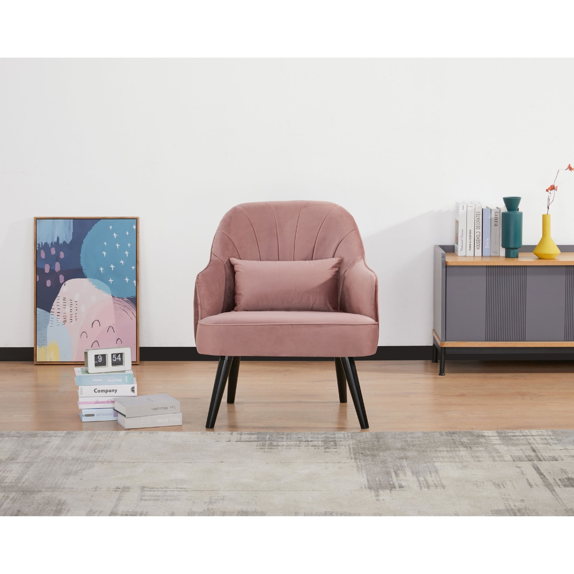 Keira Set of 2 Accent Sofa Arm Chair Fabric Uplholstered Lounge - Pink - Cosy Abode