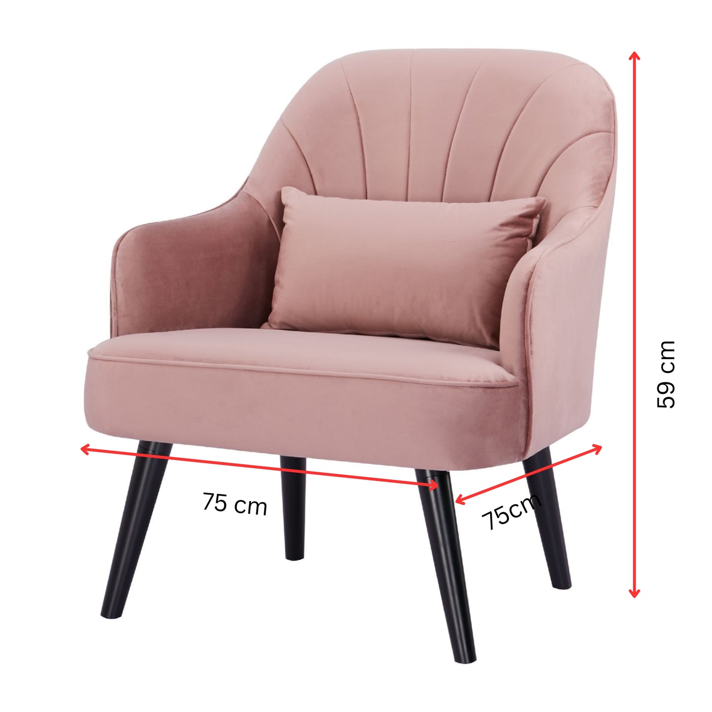 Keira Set of 2 Accent Sofa Arm Chair Fabric Uplholstered Lounge - Pink - Cosy Abode
