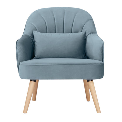 Keira Accent Sofa Arm Chair Fabric Uplholstered Lounge Couch - Light Blue - Cosy Abode