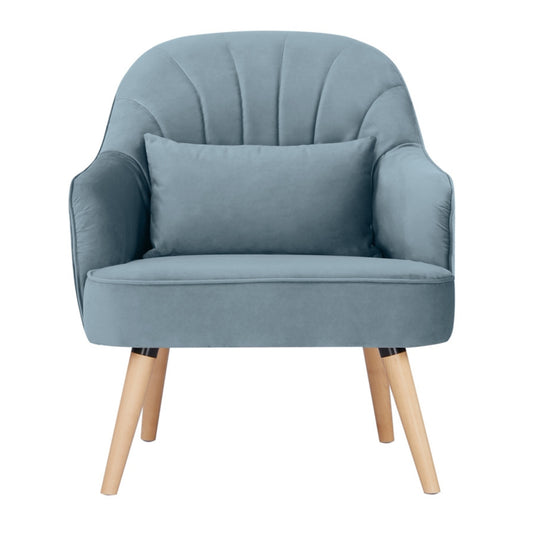 Keira Accent Sofa Arm Chair Fabric Uplholstered Lounge Couch - Light Blue - Cosy Abode