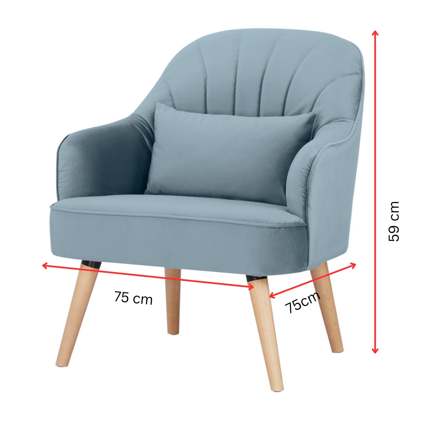 Keira Set of 2 Accent Sofa Arm Chair Fabric Uplholstered Lounge - Light Blue - Cosy Abode