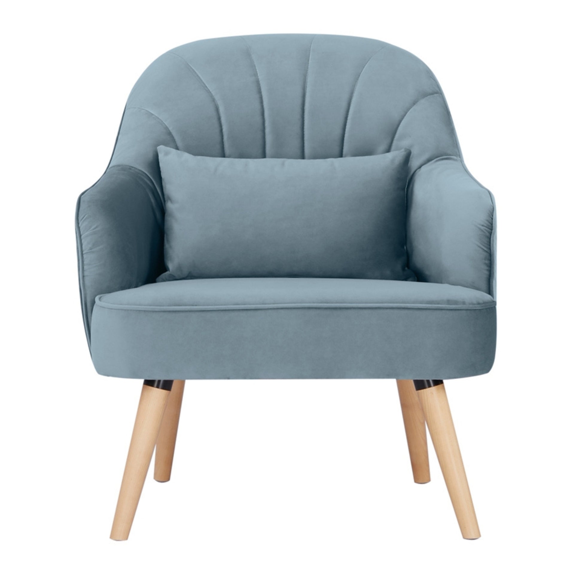 Keira Set of 2 Accent Sofa Arm Chair Fabric Uplholstered Lounge - Light Blue - Cosy Abode