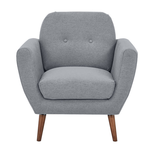 Lilliana 1 Seater Sofa Arm Chair Fabric Uplholstered Lounge Couch - Light Grey - Cosy Abode