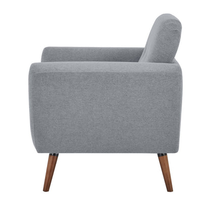 Lilliana 1 Seater Sofa Arm Chair Fabric Uplholstered Lounge Couch - Light Grey - Cosy Abode