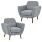 Lilliana Set of 2 Sofa Arm Chair Fabric Uplholstered Lounge Couch - Light Grey - Cosy Abode
