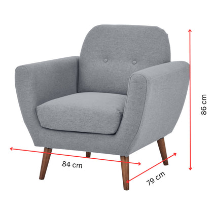 Lilliana Set of 2 Sofa Arm Chair Fabric Uplholstered Lounge Couch - Light Grey - Cosy Abode
