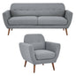 Lilliana 3 + 1 Seater Sofa Fabric Uplholstered Lounge Couch - Light Grey - Cosy Abode
