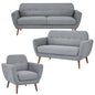 Lilliana 3 + 2 + 1 Seater Sofa Fabric Uplholstered Lounge Couch - Light Grey - Cosy Abode