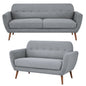 Lilliana 3 + 2 Seater Sofa Fabric Uplholstered Lounge Couch - Light Grey - Cosy Abode