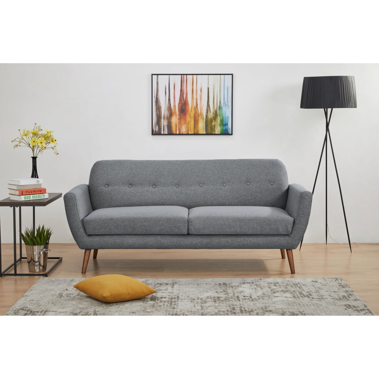 Lilliana 3 Seater Sofa Fabric Uplholstered Lounge Couch - Light Grey - Cosy Abode