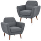 Lilliana Set of 2 Sofa Arm Chair Fabric Uplholstered Lounge Couch - Dark Grey - Cosy Abode