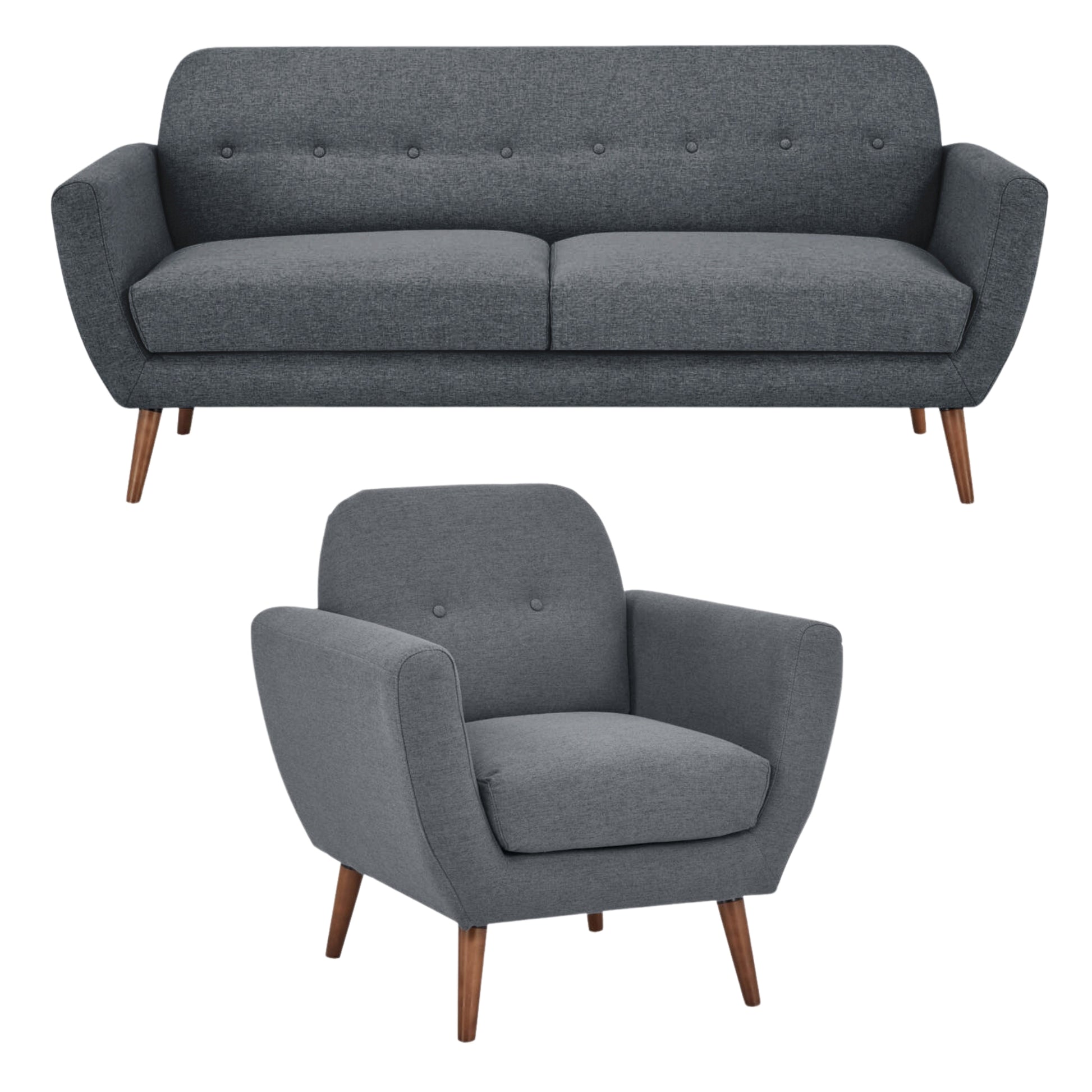 Lilliana 3 + 1 Seater Sofa Fabric Uplholstered Lounge Couch - Dark Grey - Cosy Abode