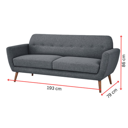 Lilliana 3 + 1 Seater Sofa Fabric Uplholstered Lounge Couch - Dark Grey - Cosy Abode