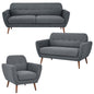 Lilliana 3 + 2 + 1 Seater Sofa Fabric Uplholstered Lounge Couch - Dark Grey - Cosy Abode