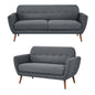 Lilliana 3 + 2 Seater Sofa Fabric Uplholstered Lounge Couch - Dark Grey - Cosy Abode