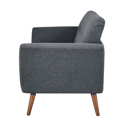Lilliana 3 Seater Sofa Fabric Uplholstered Lounge Couch - Dark Grey - Cosy Abode