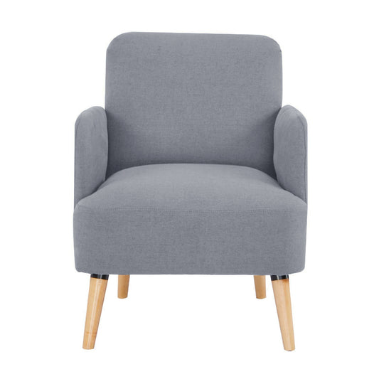 Brianna 1 Seater Sofa Arm Chair Fabric Uplholstered Lounge Couch - Light Grey - Cosy Abode