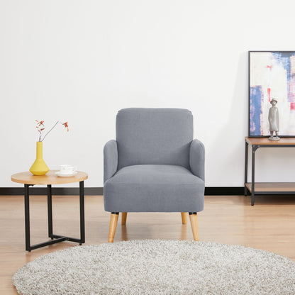 Brianna 1 Seater Sofa Arm Chair Fabric Uplholstered Lounge Couch - Light Grey - Cosy Abode