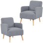 Brianna Set of 2 Sofa Arm Chair Fabric Uplholstered Lounge Couch - Light Grey - Cosy Abode
