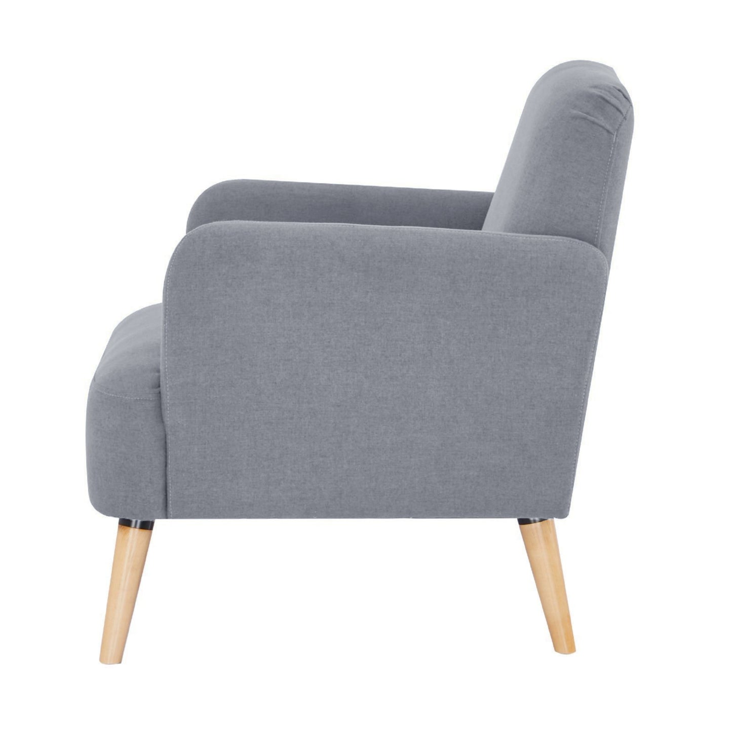 Brianna Set of 2 Sofa Arm Chair Fabric Uplholstered Lounge Couch - Light Grey - Cosy Abode