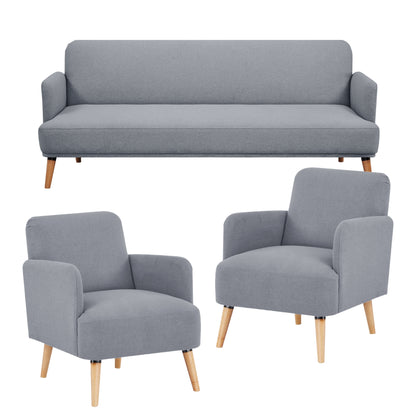 Brianna 3 + 1 + 1 Seater Sofa Fabric Uplholstered Lounge Couch - Light Grey - Cosy Abode