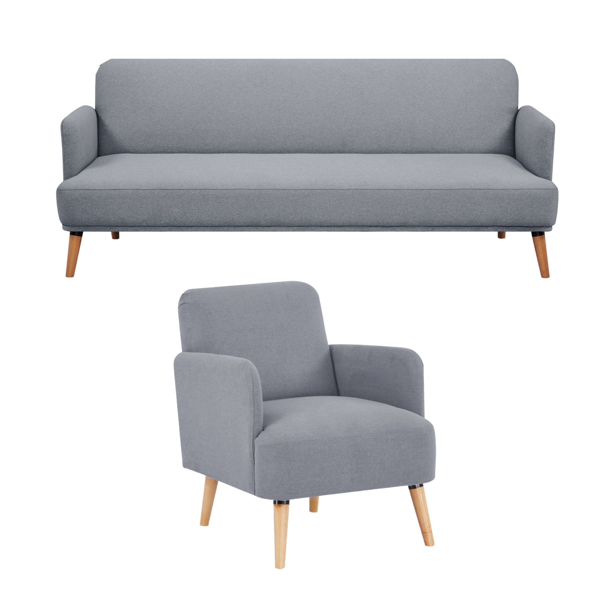 Brianna 3 + 1 Seater Sofa Fabric Uplholstered Lounge Couch - Light Grey - Cosy Abode